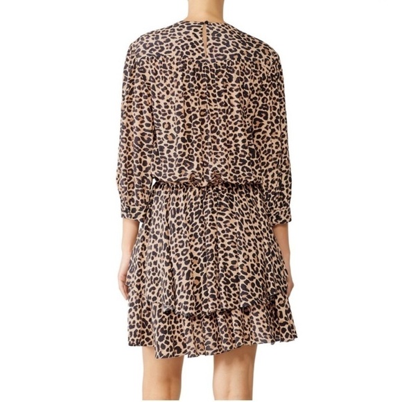 Zadig Voltaire Rooka Leopard Print Shirred Mini Dress Size S - Picture 3 of 16